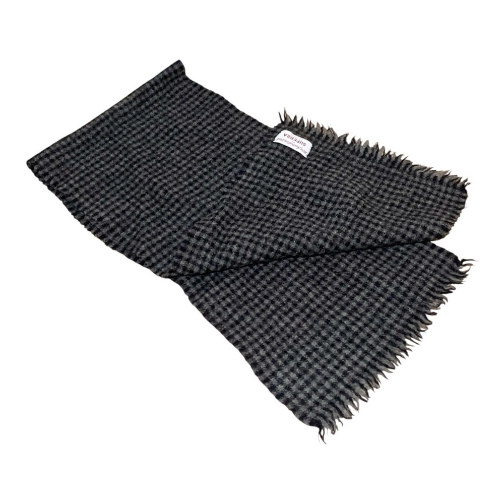 Men's Superba 100% Aussie Wool Black and Gray Checkered Scarf